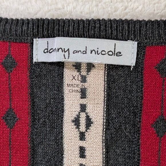 Harlequin Diamond Print Sweater Dress Women's XL Dark Gray Fit and Flare Midi - Picture 3 of 4